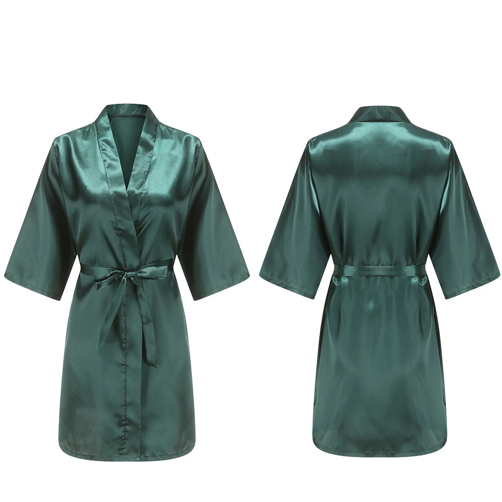 Women's Pure Short Silky Robes Bridesmaid Bride Party Satin Robes Sleepwear