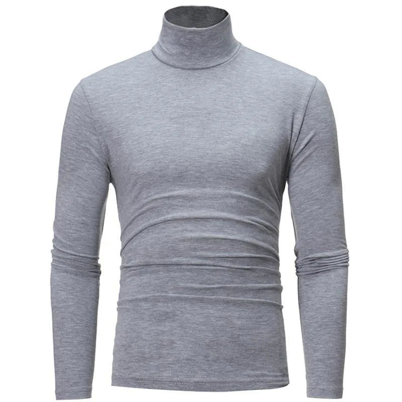 Autumn  Winter Men's High Neck T-shirt Slim Fit Fashion High Elastic Long Sleeve Casual Breathable Apparel Pullover - Matrix Studios