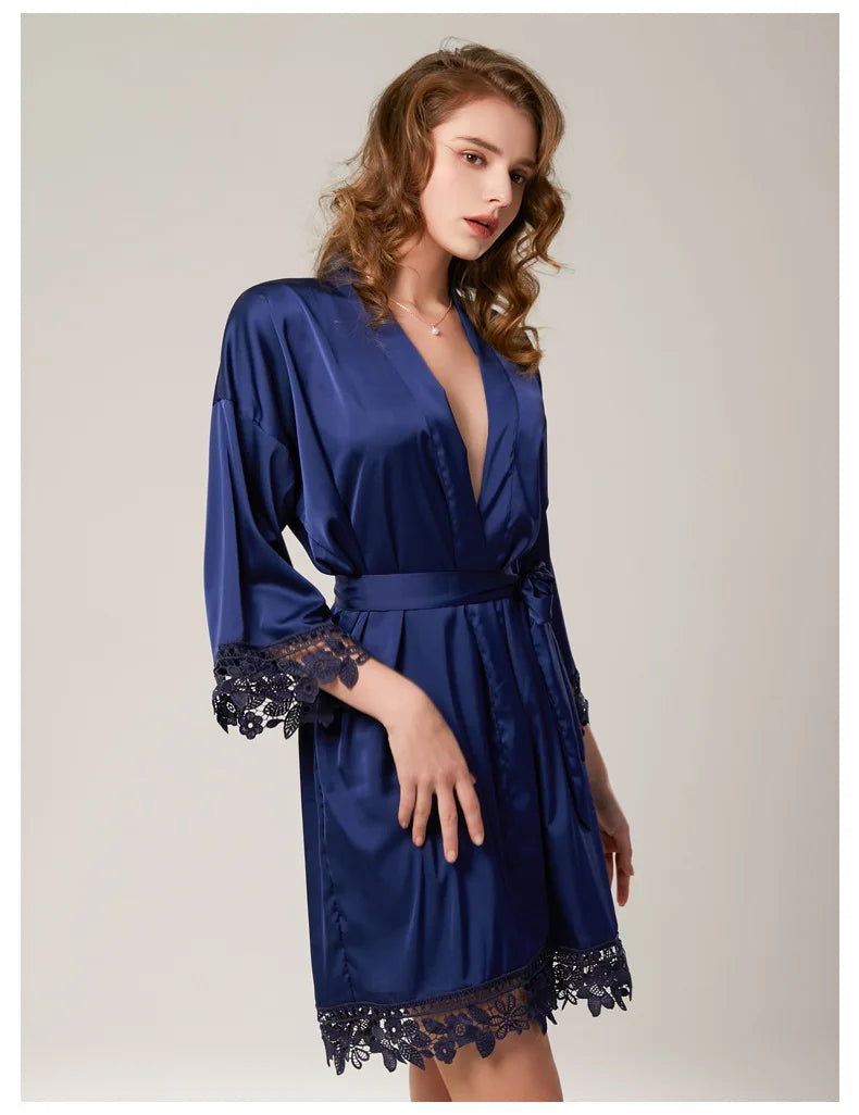 Bridesmaid Lace Robes Bridal Party Wedding Dressing Gown Kimono For Women Peignoirs Peignoir Champagne Bathrobes Novia Gown 2022 - Matrix-studios.com