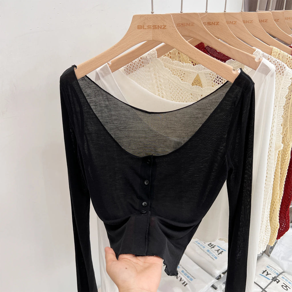 White Ice Silk Thin Waist Slimming Women Cardigan Sun Protection Clothing 2026 Summer Cardigan Long Sleeve Short Top - Matrix Studios