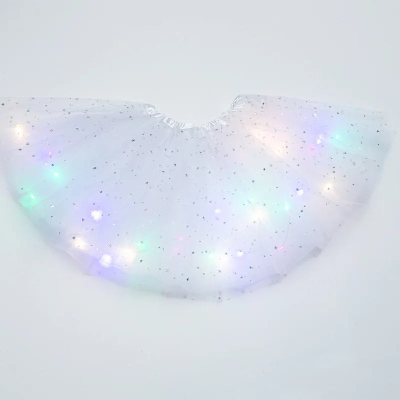 LED Glowing Light Women Tulle Star Skirt Short Tutu Mini Skirt Adult Fancy Ballet Dancewear Party Costume Ball Gown Mini Skirt - Matrix-studios.com