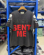 Summer Latest Highest Quality Fashion High Street SATOSHI NAKAMOTO Washed Distressed Beaded Destroyed Short-Sleeve T-Shirt - Matrix-studios.com