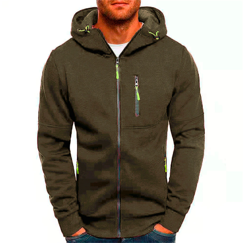 Solid color men's hooded jacket Casual long-sleeved hoodie Zipper Gym sports hoodie Spring Fall - Matrix Studios