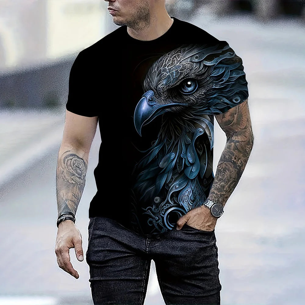 Men's Summer Fashion T-shirt Eagle 3D Printed Short sleeved T-shirt Summer Outdoor Leisure Quick drying Breathable T-shirt - Matrix Studios