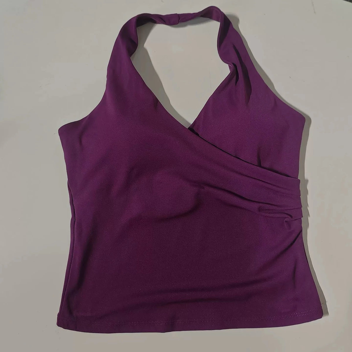 Women's Sexy V-Neck Fitness Bra Nude Sports Bra Hanging Neck Yoga Suit Vest Comfortable Breathable Gym Top for Active Wear - Matrix Studios