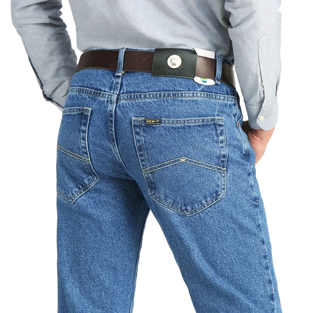 Men Business Jeans Classic Spring Autumn Male Cotton Straight Stretch Brand Denim Pants Summer Overalls Slim Fit Trousers 2021 - Matrix Studios