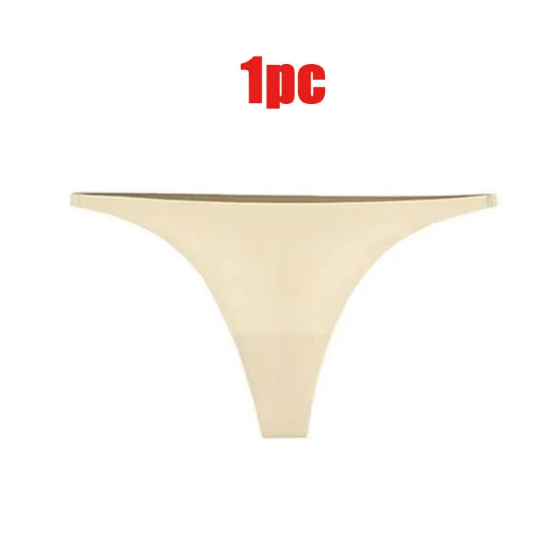 1-6pcs Seamless Panties Ice Silk Seamless Panties For Women Soft Thin Thongs Woman Satin Underwear Female Bikini String Panties - Matrix Studios