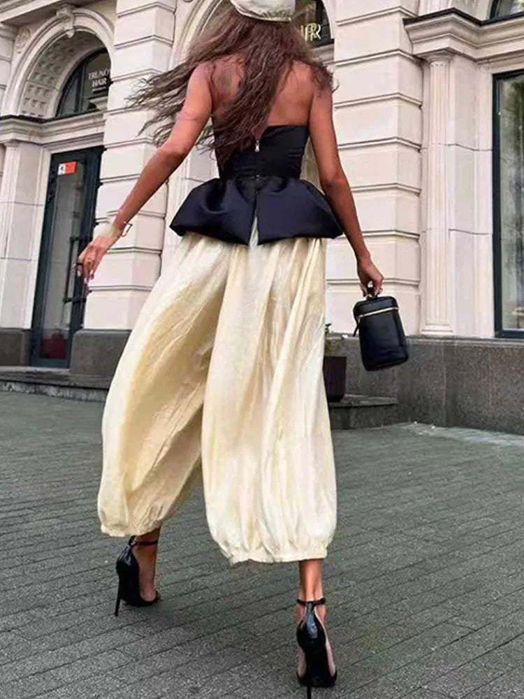 New Summer Off Shoulder Slim Fit Party Suit Elegant Temperament Solid Outfit Ladies Sexy Strapless Top And Pants Two Piece Set - Matrix-studios.com