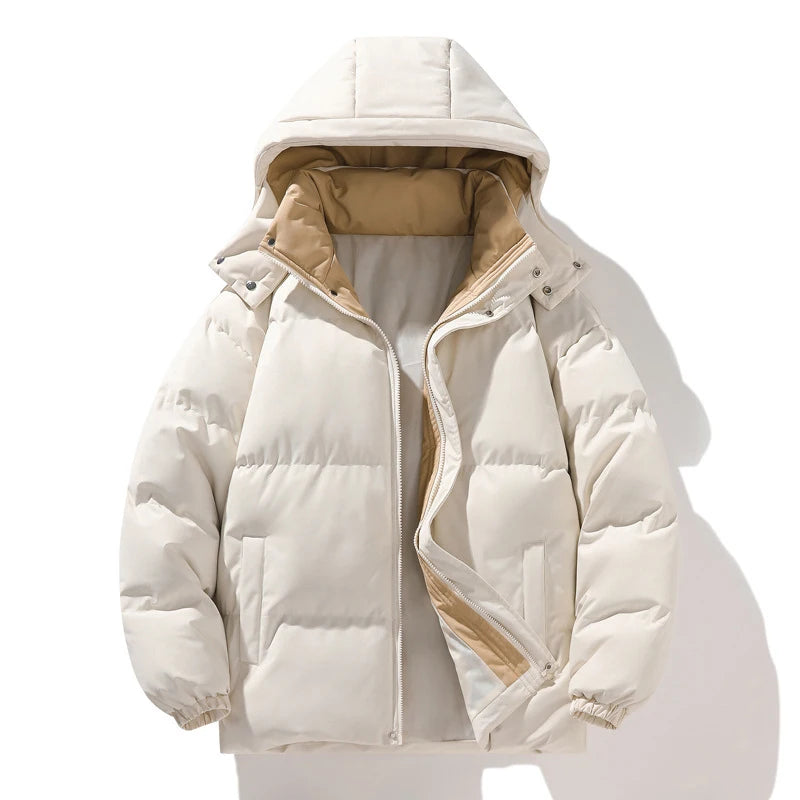 Winter Mens Warm Down Padded Jackets Fashion Man Cotton Windbreaker Hooded Parkas Men Loose Thermal Thick Zipper Coats Clothing - Matrix Studios
