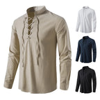 New Men's Casual Blouse Cotton Linen Shirt Tops Long Sleeve Tee Shirt Spring Autumn Slanted Placket Vintage Yoga Shirts - Matrix Studios