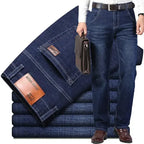2026 New Men's Stretch Regular Fit Jeans Business Casual Classic Style Fashion Denim Trousers Male Black Blue Gray Pants - Matrix Studios