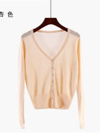 Korean Fashion Summer Autumn M-6XL Women V-Neck Knitted Casual Loose Full Sleeve Sweaters Cardigans Lady Knitting Outwear ZY6870 - Matrix Studios