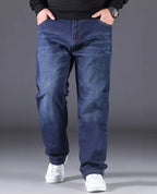 Plus Size Men's Jeans 10XL(160kg) Straight Leg Stretch Denim Pants For 160KG Heavyweight Blue/Black Big & Tall Casual Trousers - Matrix Studios