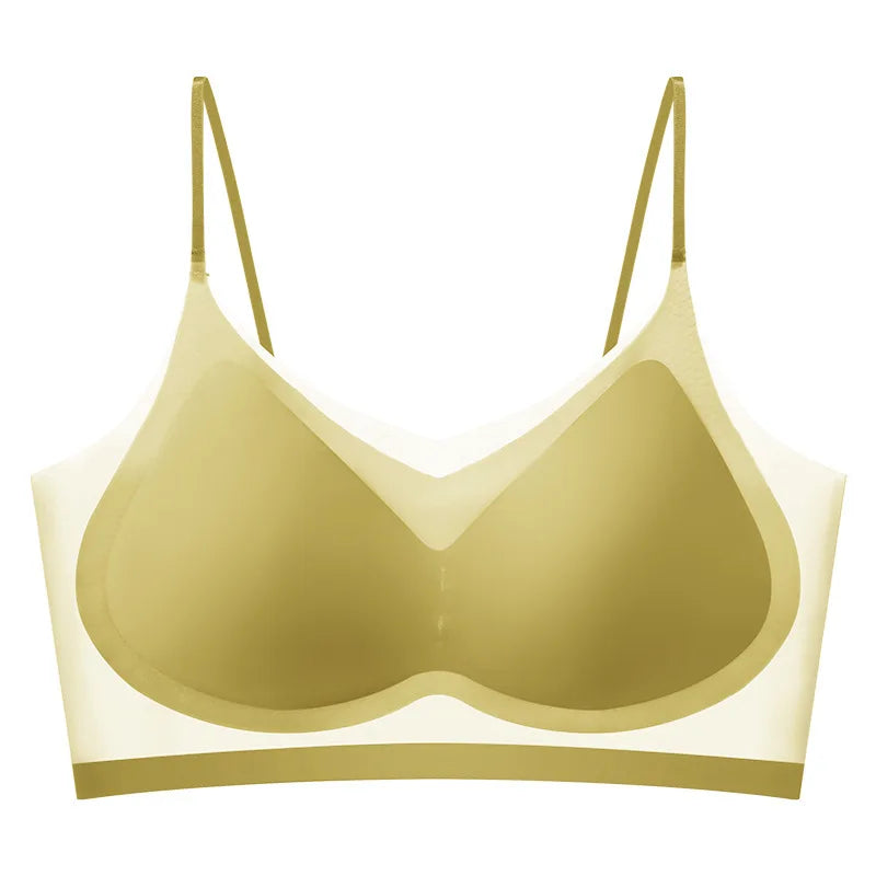 Ultra-Thin Breathable Ice Silk Top Bra Women's Bustier Underwear Seamless Back Halter Vest Wrap Bra Small Chest Together - Matrix Studios