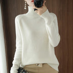 Autumn Winter Mock-Neck Merino Wool Pullover Basic Casual Cashmere Sweater Comfort Womes Raglan Sleeve Clothing Tops - Matrix Studios