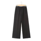 HH Women's Fall 2-Piece Retro Solid Color Zip Bomber Jacket Sweatshirt+High Waist Lace Up Women's Wide Leg Pants Street Wear - Matrix-studios.com