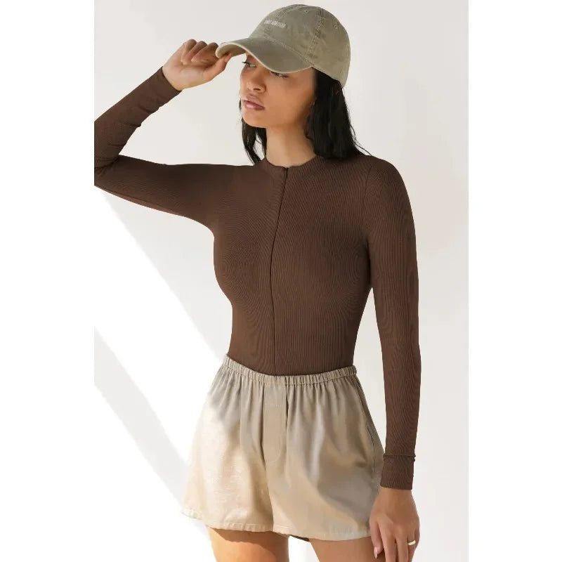 2025 Fall Winter New Women's Jumpsuits Tight-Fitting Knit Jumpsuit with Zipper Top Y2k Woman Clothing - Matrix Studios