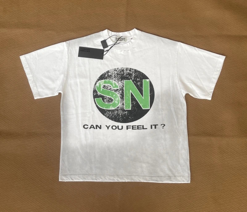 Good Quality Damaged Hole Oversized Tee Logo Embroidery Satoshi T-Shirt Washed Brown Black T Shirt Man - Matrix-studios.com