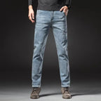 Winter Fleecy Thickened Warm Jeans Vintage Brand Classic Retro Youth Fashion Men Fit Straight Leg Casual Stretch Denim Pants - Matrix Studios