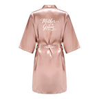 Rose Gold Satin Team Bride Bridesmaid Robe Wedding Bathrobe Gown Women Dressing Sleepwear Mother Maid of Honor Kimono - Matrix-studios.com