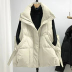 Autumn Winter Women Down Vest Jacket 2025 New Women Sleeveless Waistcoat Stand Collar Women Cotton Vest Coat Women Waistcoat Top - Matrix Studios