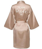 Wedding Party Team Bride Robe With Black Letters Kimono Satin Pajamas Bridesmaid Bathrobe SP063 - Matrix-studios.com