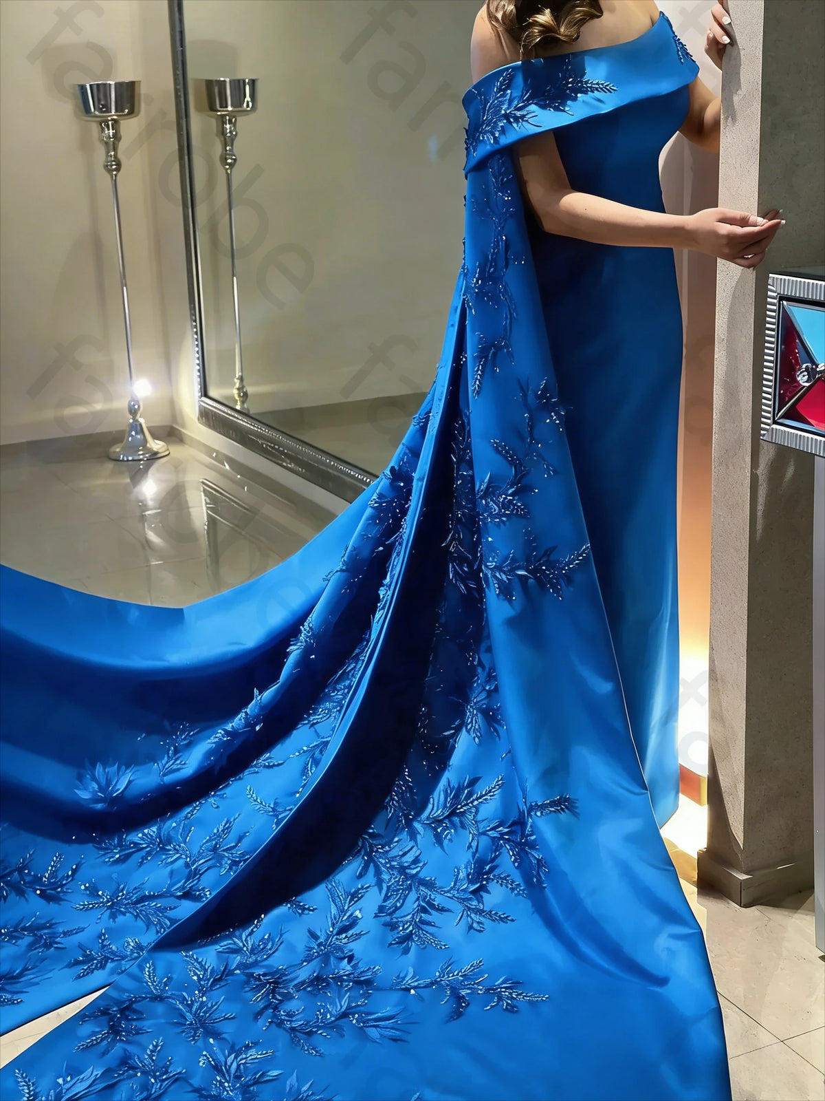 Customized Ankle Length Sheath Evening Party Gowns Women Beaded Applique Long Wrap Prom Dresses Zipper Back Vestidos Des - Matrix Studios