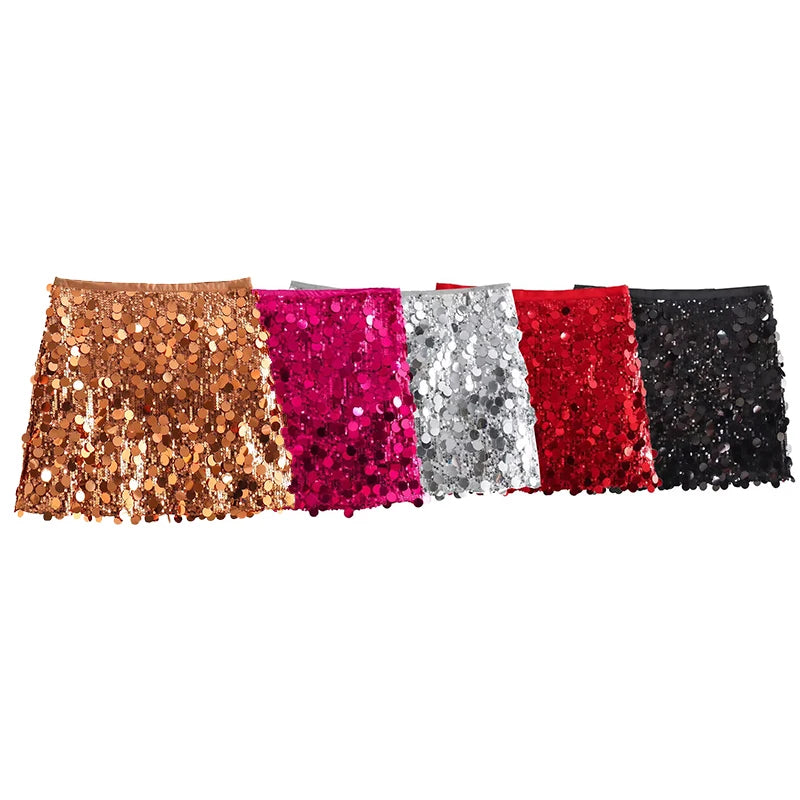 Willshela Women Fashion With Sequined Solid Side Zipper Mini Skirt Vintage High Waist Female Chic Lady Skirts - Matrix-studios.com