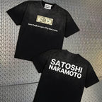 Europe America Trend Street Brand Satoshi Nakamoto T Shirts Colorful Letter Prints Washed Short-sleeved Men Women Loose Top Tee - Matrix-studios.com