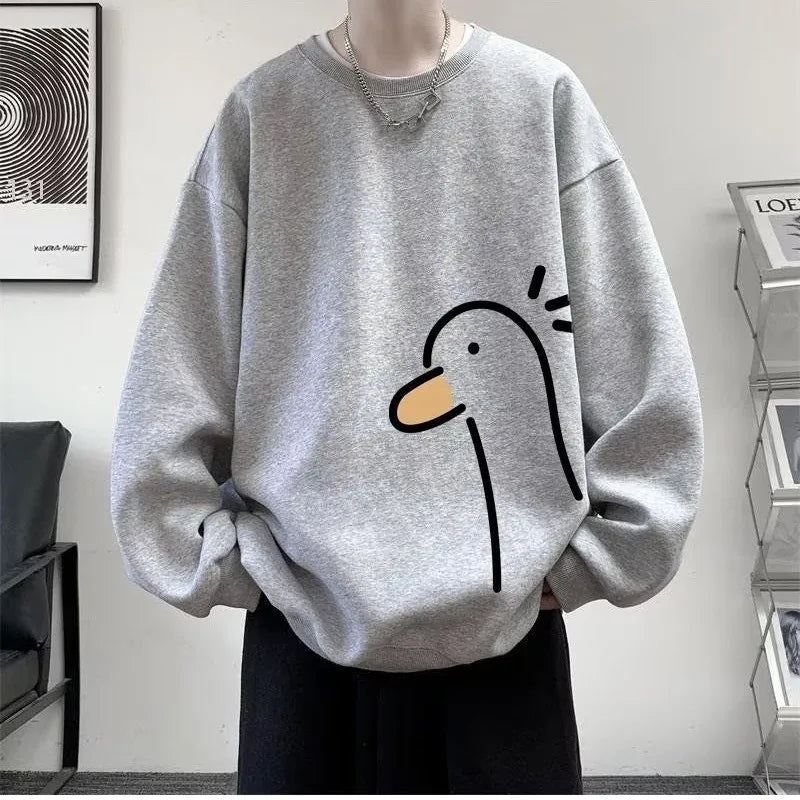 【M-8XL Sweatshirts】Men Oversized Sweatshirt Fashion Loose Yellow Duck Print Long Sleeve Couple Clothes - Matrix Studios