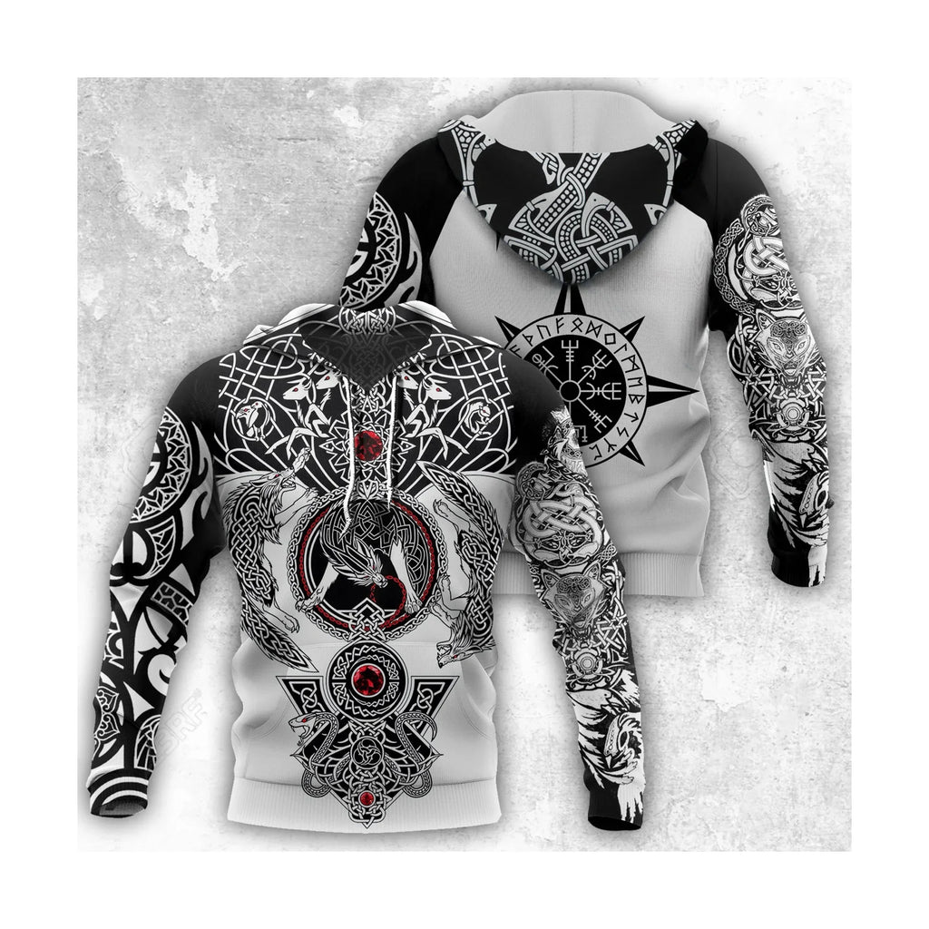 2024 New Hoodie 3d Viking Harajuku Print Pullover Men's Hooded Sweatshirt Oversized Vintage Male Clothing Fall Long Sleeve - Matrix Studios