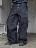 MIJKO High Street Cleanfit Drak Blue Jeans for Men and Women Straight Vintage Casual Denim Trousers ZJ089 - Matrix Studios