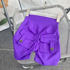 Nude High Waist Peach Butt Sport With Pocket Yoga Shorts Leggings Quick Drying Gym Training  Cycling Outdoor sports Shorts - Matrix Studios