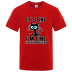 Men's High Quality T-shirt Cotton Blend Funny Cool Cat Printed T-shirt Casual Men Short Sleeve T-shirt for Men T-Shirt Male Top - Matrix Studios