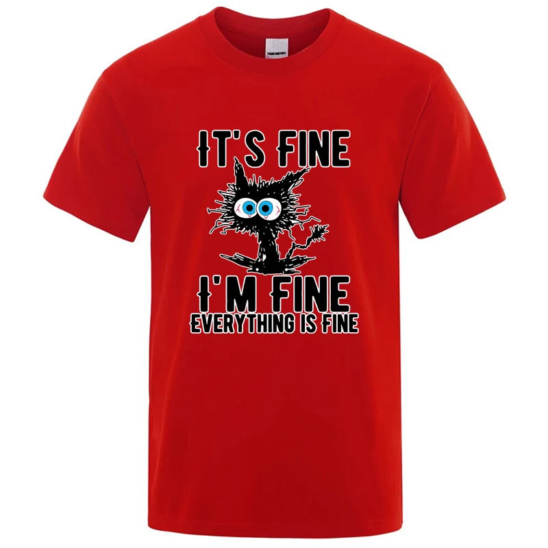 Men's High Quality T-shirt Cotton Blend Funny Cool Cat Printed T-shirt Casual Men Short Sleeve T-shirt for Men T-Shirt Male Top - Matrix Studios
