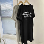 M-4XL Summer Plus Loose Printed Short Sleeve Dress for Women - Matrix-studios.com