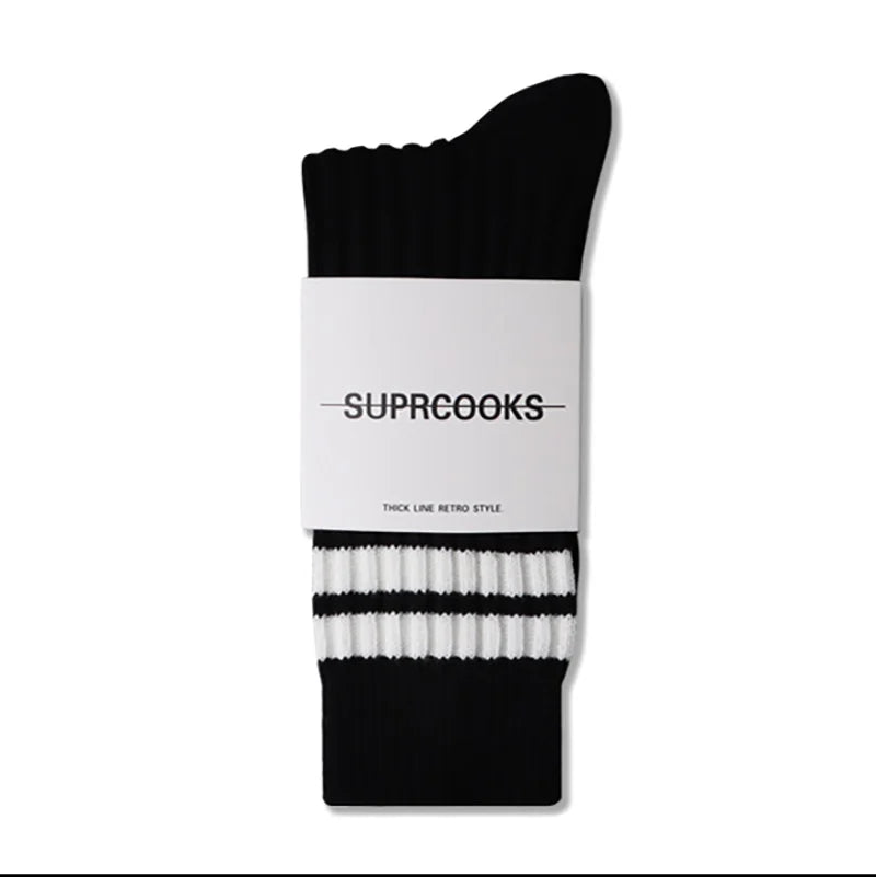 Solid Color Women Middle Tube Socks Candy Color Trend Men Socks Pure Cotton Comfort Retro Thick Lines Winter Socks - Matrix Studios