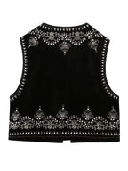 Vintage Autumn Velvet Embroidered Vest Sleeveless Jacket Women V Neck Chic Waistcoats Female Fashion Vests Coat 2023 - Matrix Studios