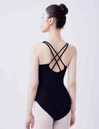 Women Double Camisole Ballet Leotards Black Gymnastic Bodysuit High Elastic Dance Clothing Comfort Ballerina Outfits Cross Back - Matrix-studios.com