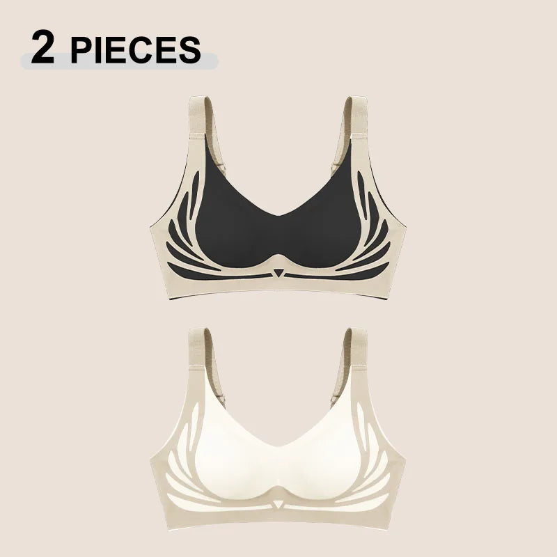1/2Pcs/Set Women Push Up Bras Seamless Comfortable Angel Wings Bras Set Trendy Soft Breathable Underwear Female No Wire Lingerie - Matrix Studios