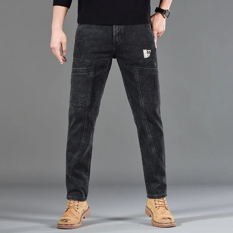 Fashion Print Six-Pocket Jeans Small Straight Cut Style Men's Casual Comfortable Fit Clothing - Matrix Studios