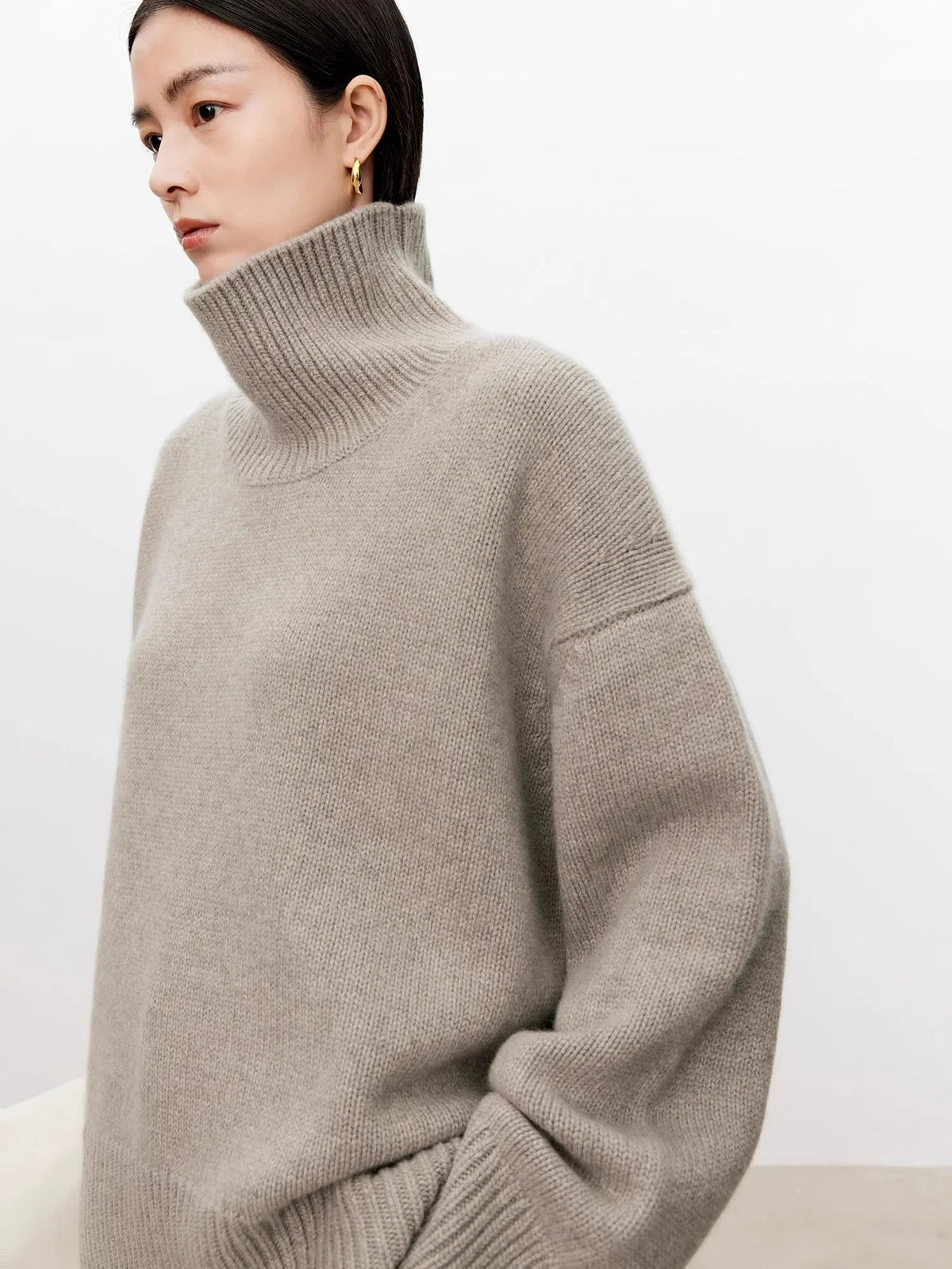 Thickened turtleneck 100% pure cashmere sweater women's loose lazy knit silhouette sweater European products - Matrix Studios