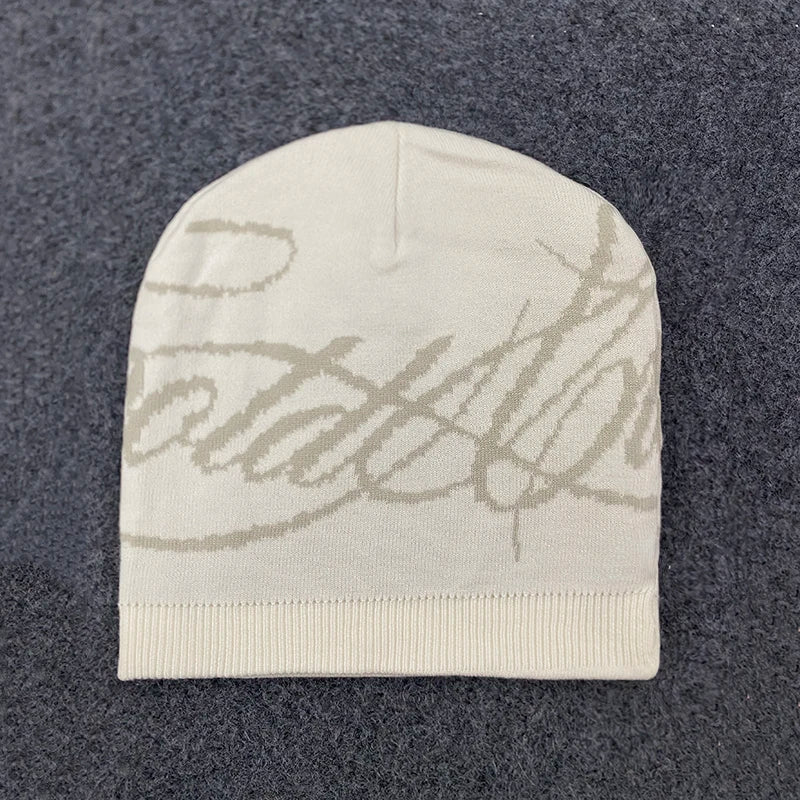 Warm Jacquard Letter Knitted Woolen Hat for Men And Women Autumn Winter Street Leisure Fashion Hat