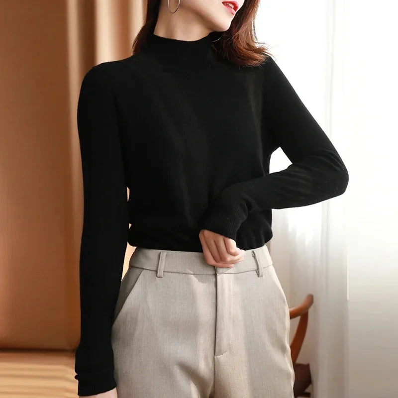 Autumn Winter chic Bottom Sweaters Women Fashion Turtleneck Pullover Slim Long Sleeve Knitted Jumpers Soft Warm Pull Femme Top - Matrix Studios