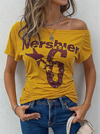 Summer Y2k Sport Off Shoulder Top Women Sexy Vintage 2000s Short Sleeve T Shirt Lady Body Basic Crop Top Female Casual - Matrix-studios.com