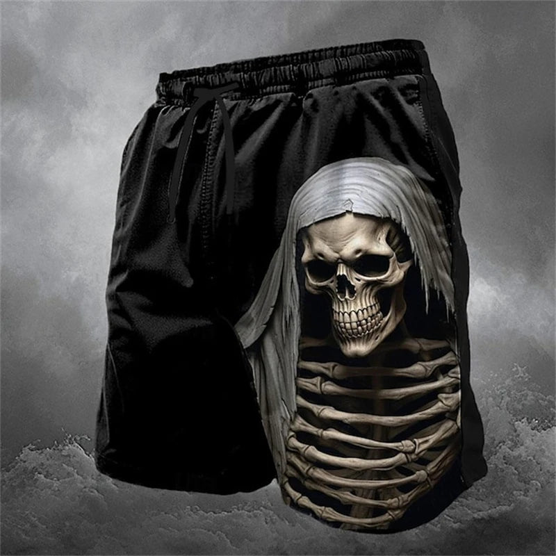 Fashion Horror Skull Pattern Beach Shorts For Men Fashion Summer 3D Printed Swim Trunks Loose Streetwear Hip Hop Short Pants
