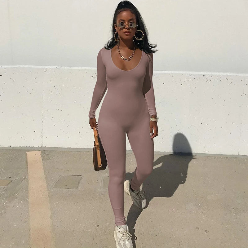 Dulzura Women 2024 Autumn Winter Long Sleeve Bodycon Streetwear Jumpsuit Overall One Piece Outfit Wholesale Items for Business - Matrix Studios