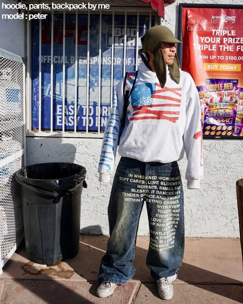 Y2K Men Jeans Vintage American Pattern Letter Jeans Streetwear Gothic Harajuku Hip Hop Men Women Fashion Casual Wide Leg Jeans - Matrix Studios