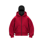 Men and women Y2K Gothic Harajuku winter new item double hooded sweatshirt men's hooded mask zipper sportswear - Matrix Studios