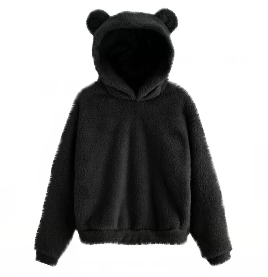 Autumn Winter Women's Hoodies Winter Women Long Sleeve Rabbit Ear Hood Sweatshirt Cute Plush Warm Casual Hoodie Tops - Matrix Studios